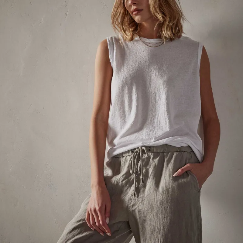 Crepe Jersey Muscle Crew - White sold by James Perse