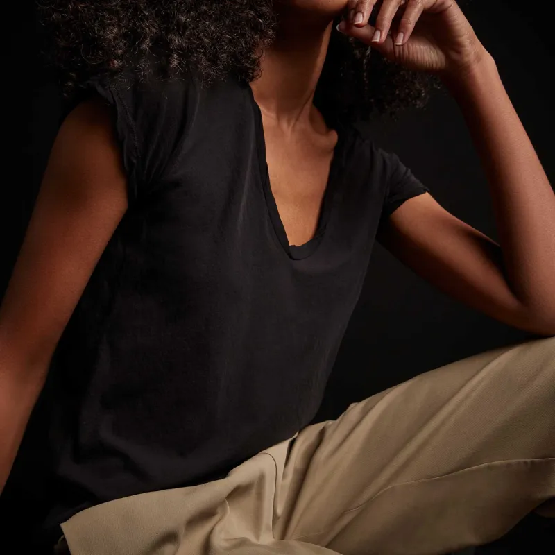 High Gauge Deep V Tee - Black sold by James Perse