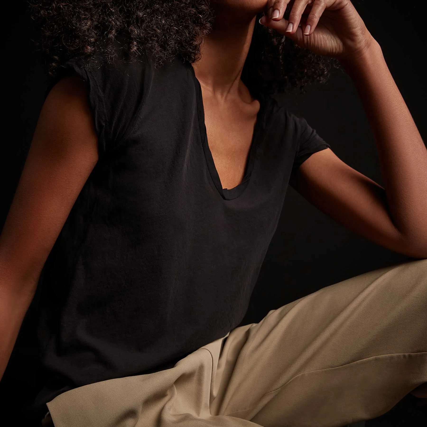 High Gauge Deep V Tee - Black sold by James Perse