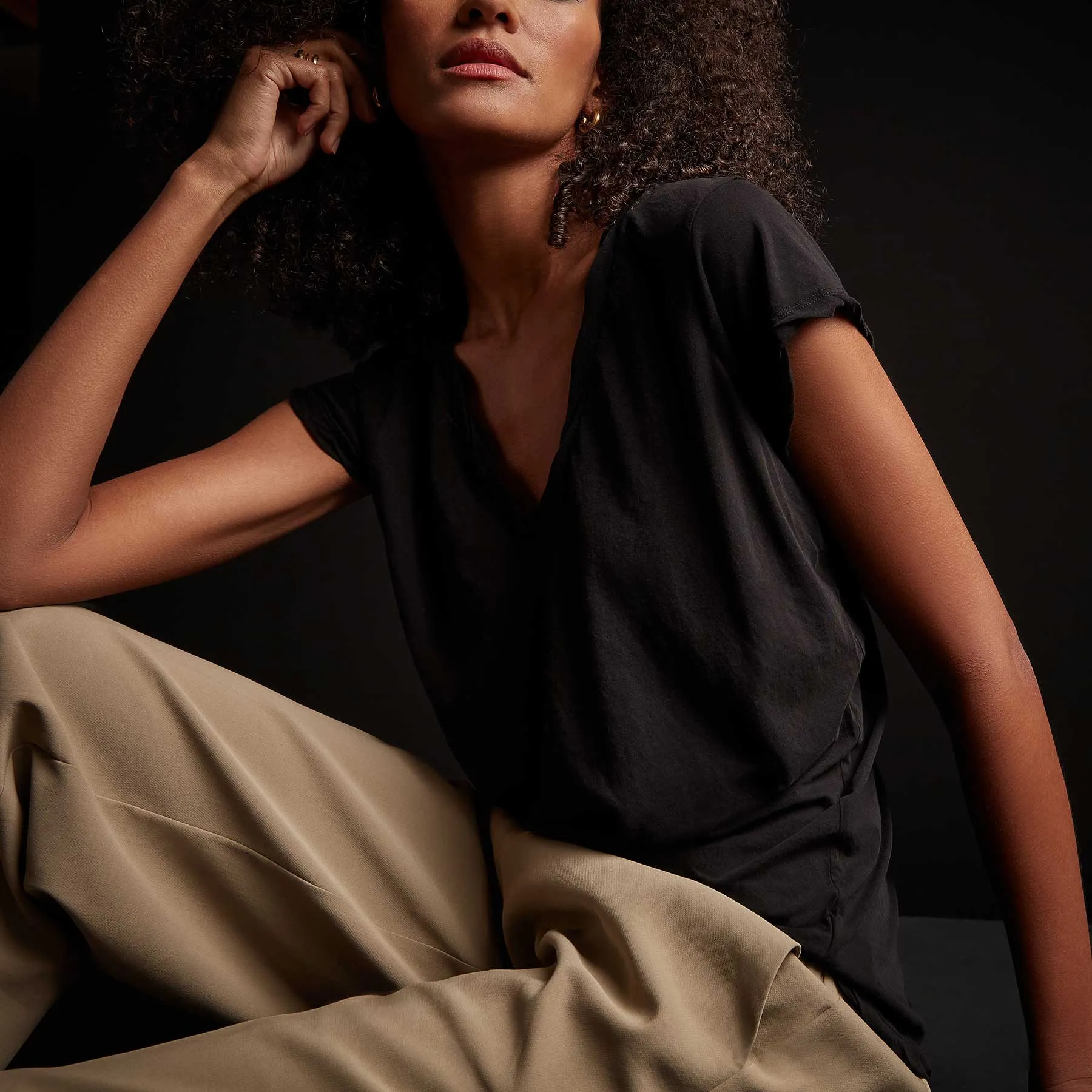 High Gauge Deep V Tee - Black sold by James Perse product image thumbnail 2