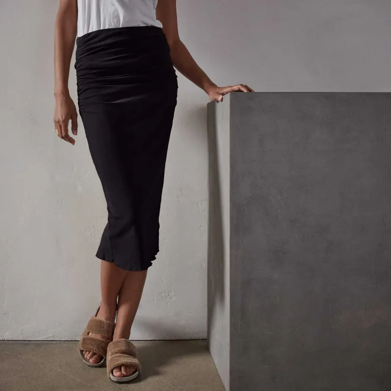 Recycled Brushed Jersey High Waisted Pencil Skirt - Black sold by James Perse