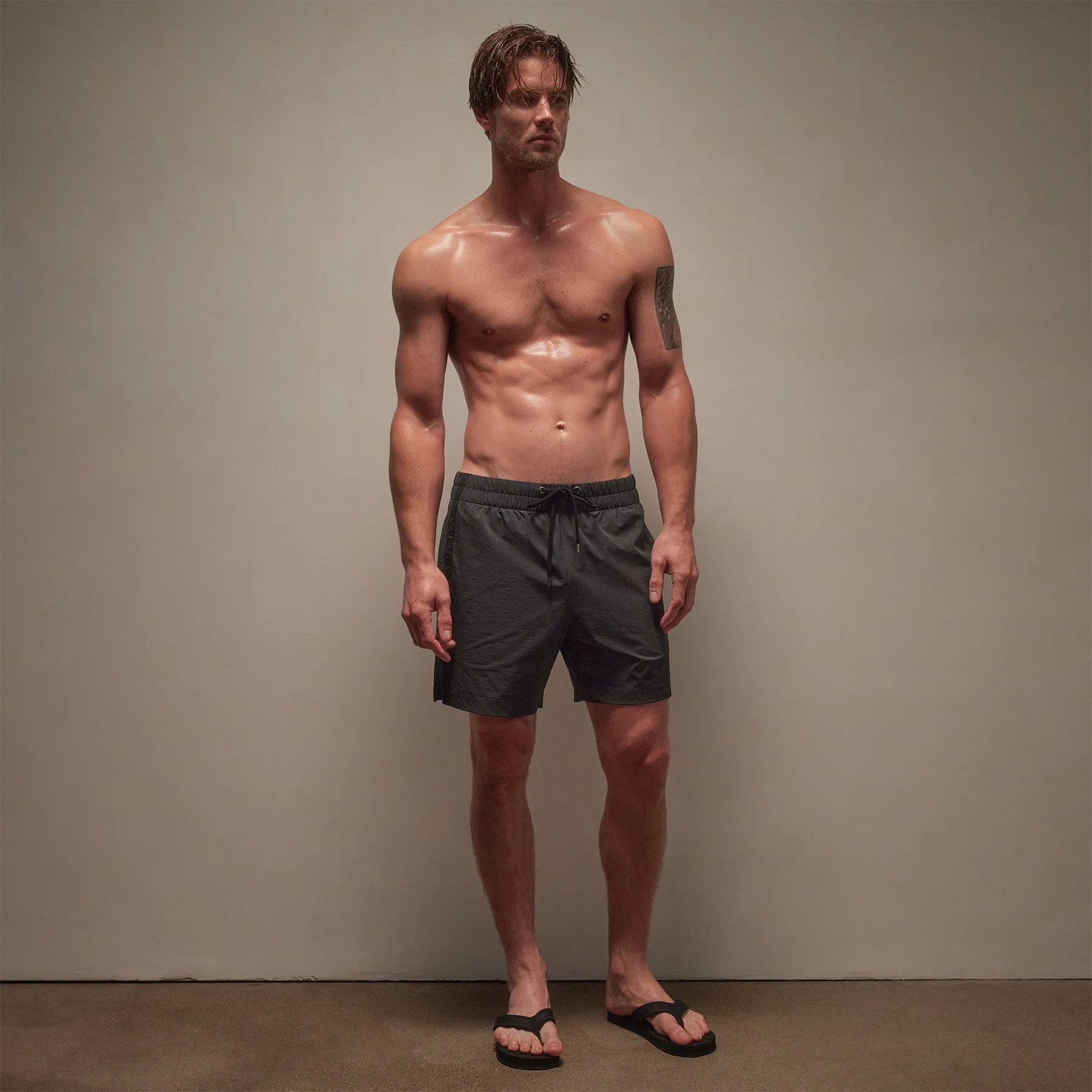 Stretch Rip Stop Stripe Short - Carbon/Black sold by James Perse product image thumbnail 3