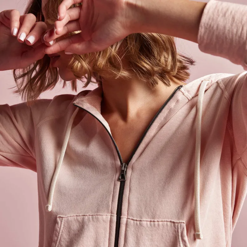 Vintage French Terry Zip Up Hoodie - Nougat Pigment sold by James Perse