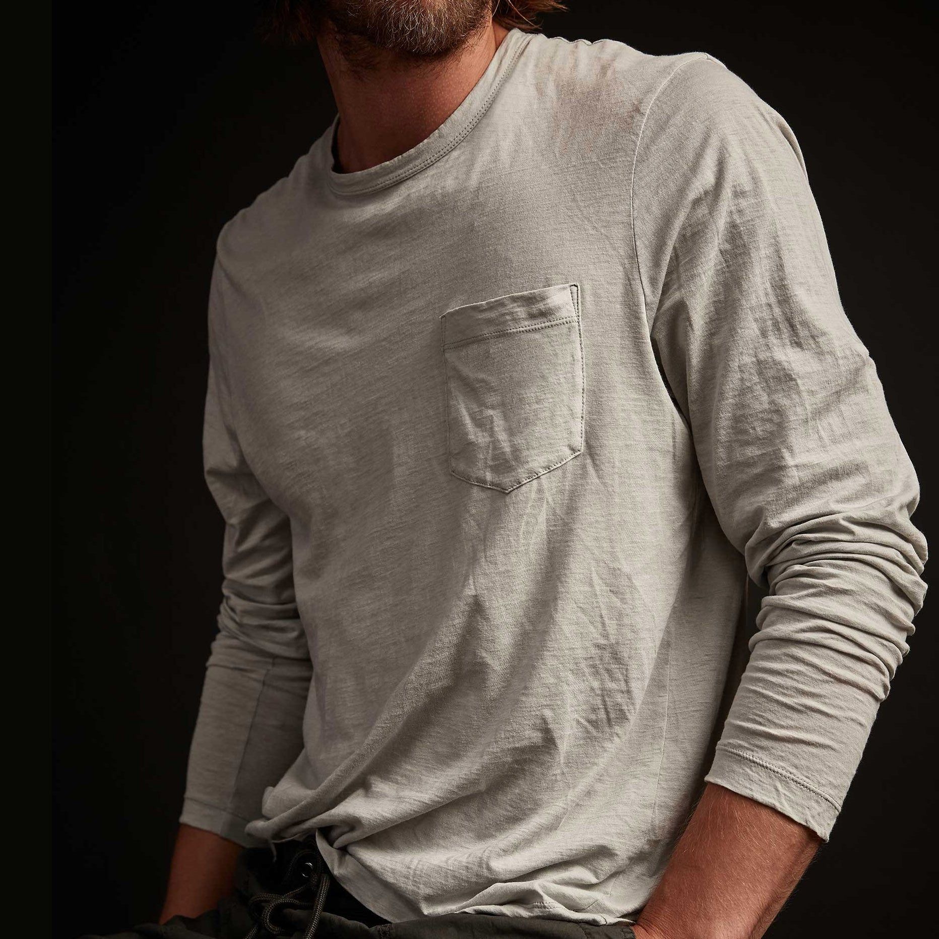 Recycled Lotus Jersey Pocket Crew - Skylight sold by James Perse