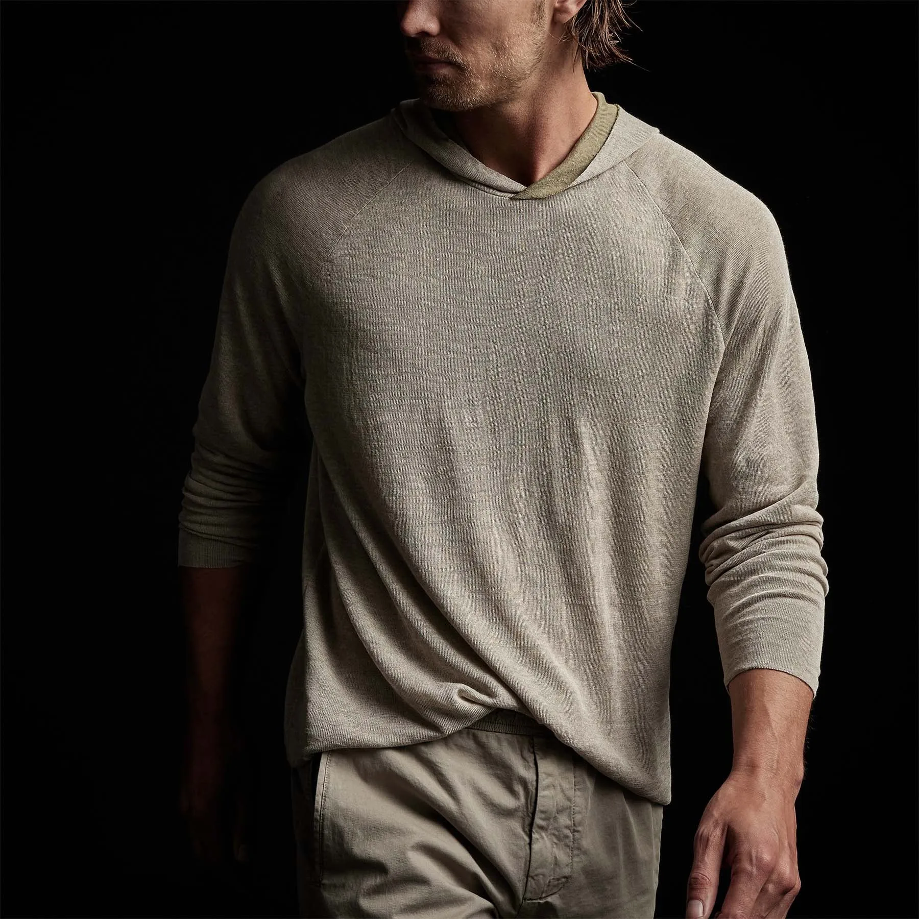 Desert Linen Hoodie - Natural/Military sold by James Perse