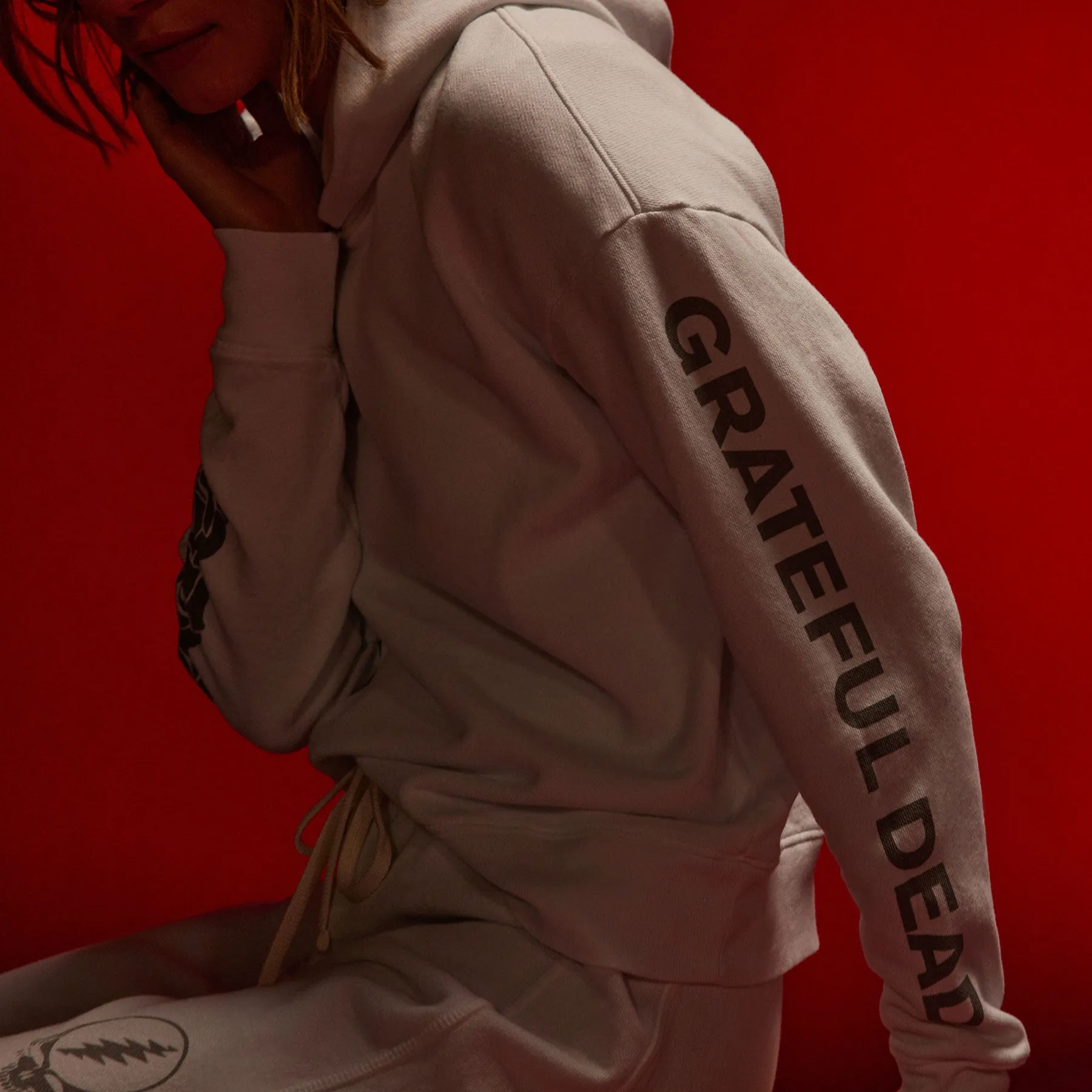 Grateful Dead Rose Hoodie - White/ Grey sold by James Perse