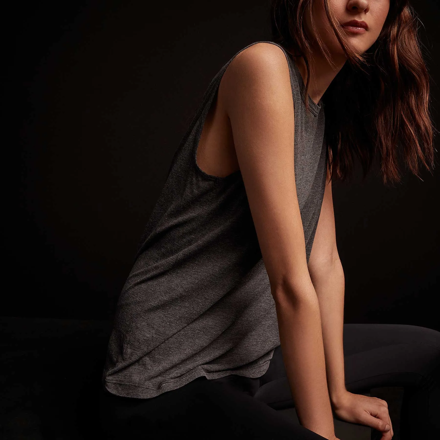 Melange Jersey Muscle Tank - Black sold by James Perse product image thumbnail 2