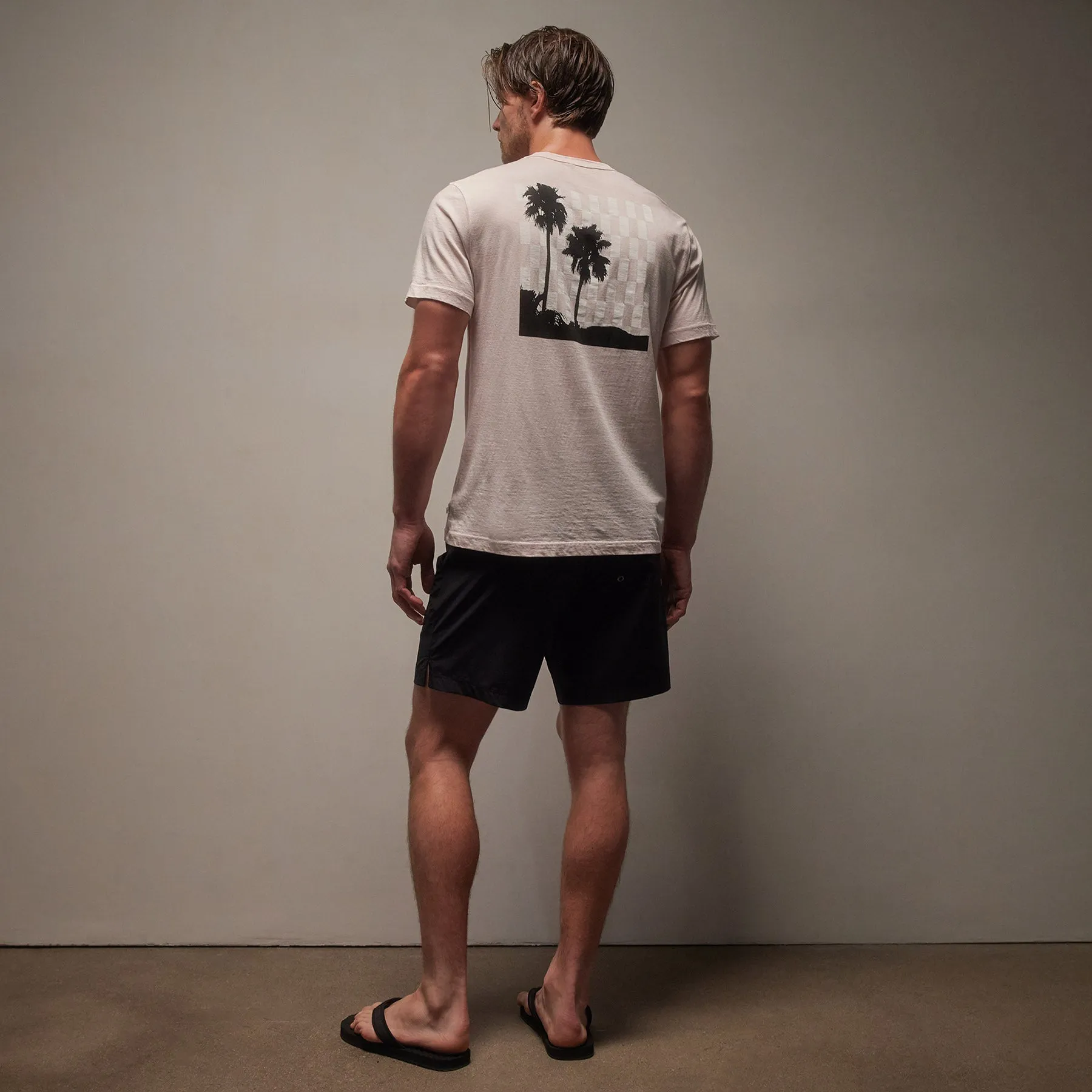 Checkered Palm Tree Graphic Tee - Zephyr Pigment/White sold by James Perse product image thumbnail 4