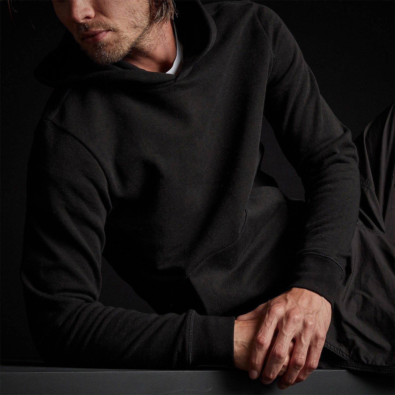 French Terry Pullover Hoodie - Black sold by James Perse product image thumbnail 2