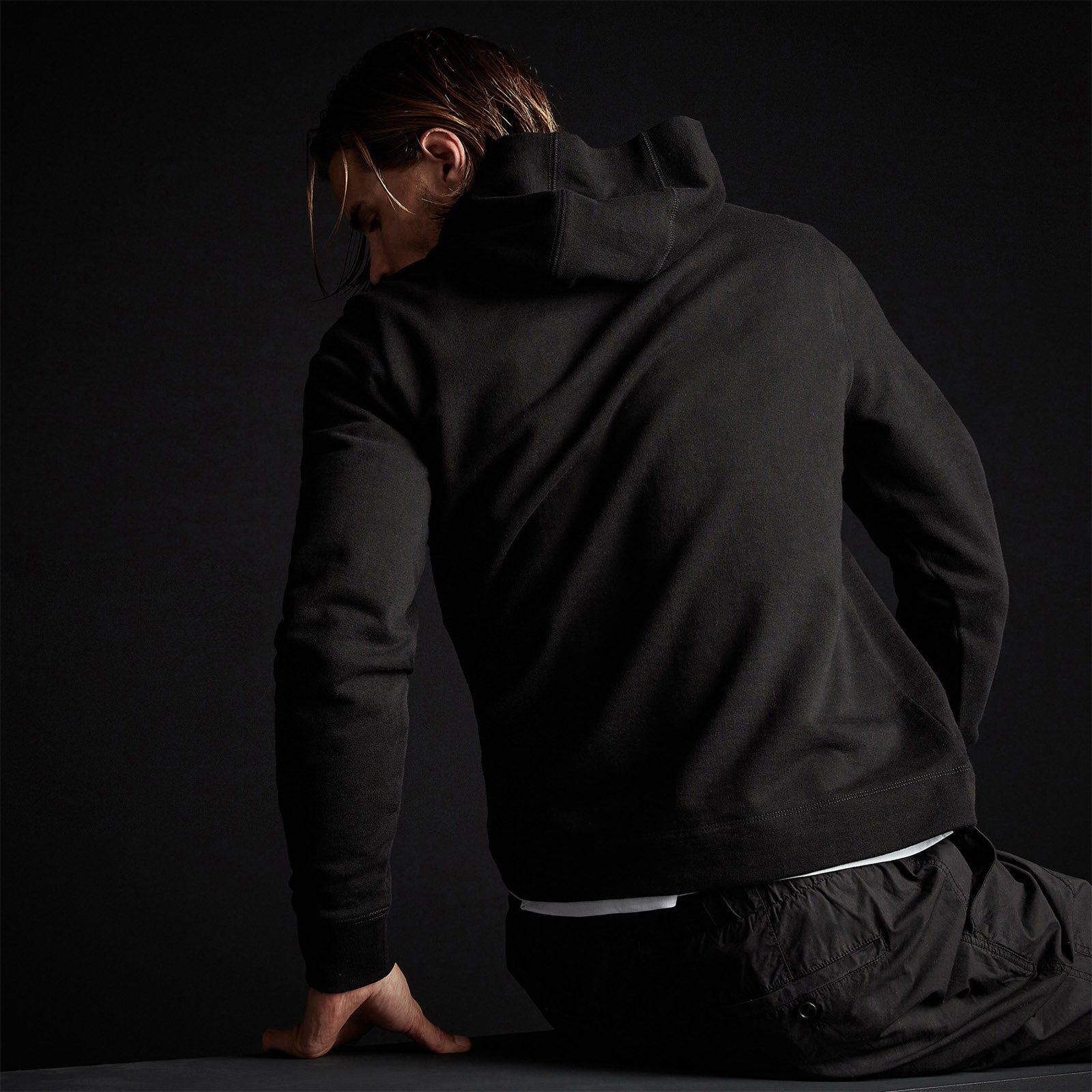 French Terry Pullover Hoodie - Black sold by James Perse product image thumbnail 4
