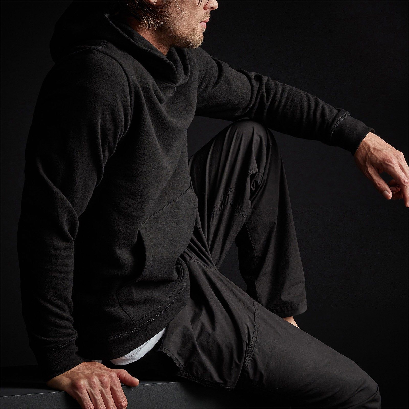 French Terry Pullover Hoodie - Black sold by James Perse product image thumbnail 3