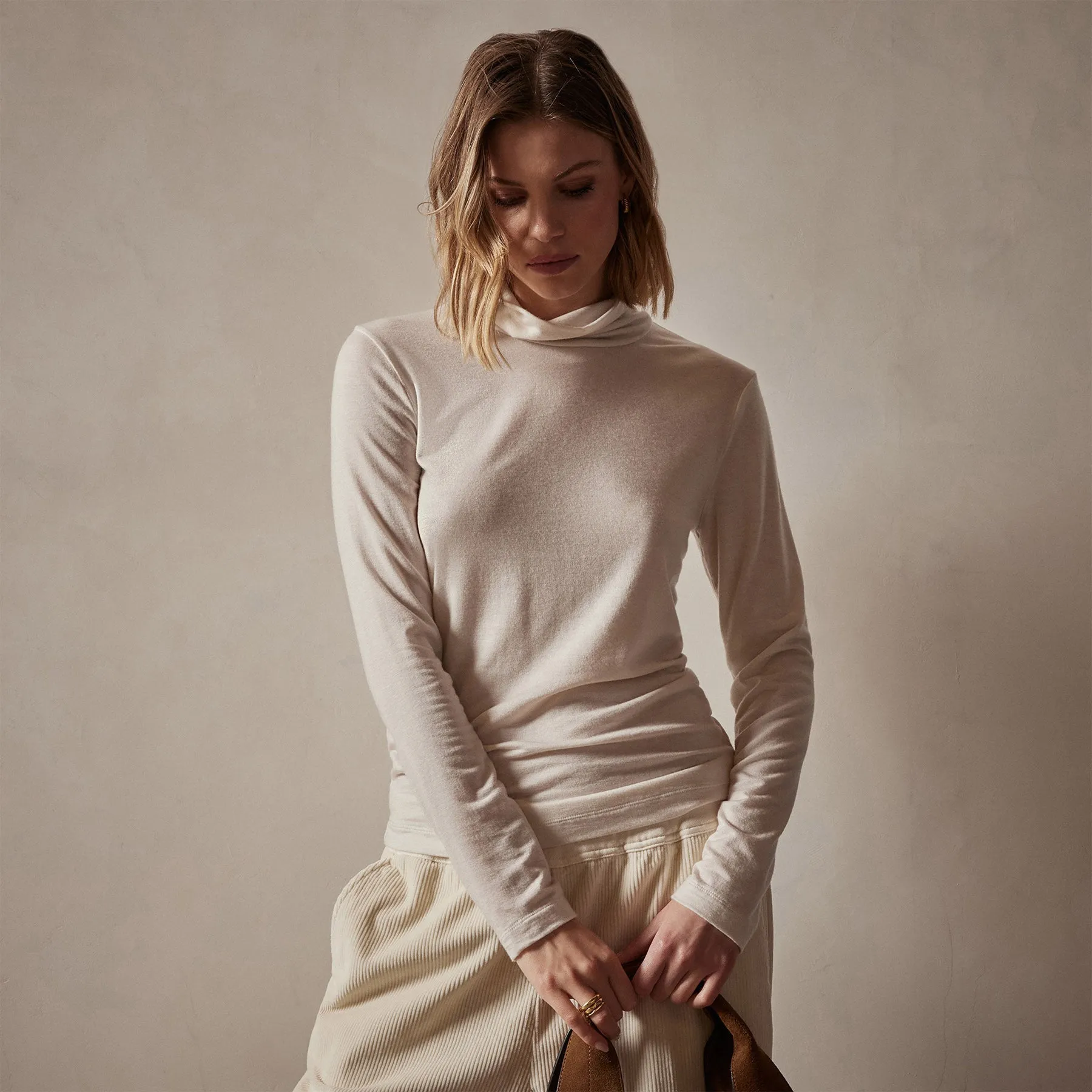Tencel Cashmere Turtleneck - Canvas sold by James Perse