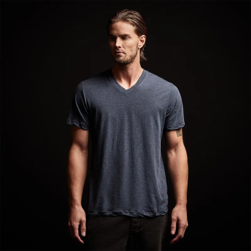 Melange Jersey Short Sleeve V Neck - Indigo made by James Perse
