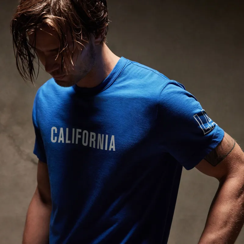 CA Graphic  Short Sleeve Crew - True Blue/White sold by James Perse