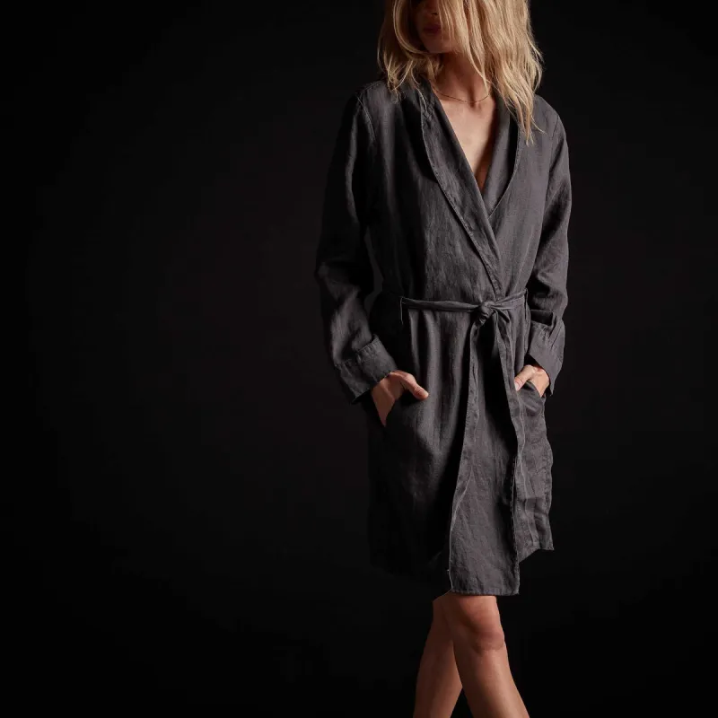 Linen Hooded Robe - Magma Pigment sold by James Perse