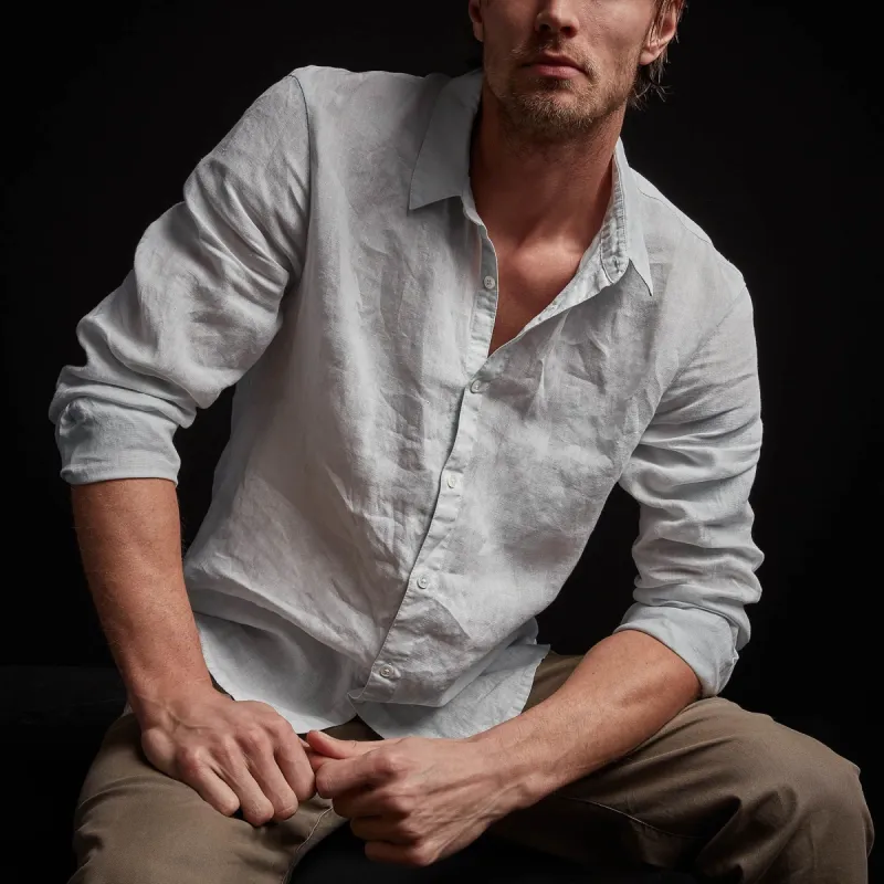 Classic Linen Shirt - Blue Ice Pigment sold by James Perse