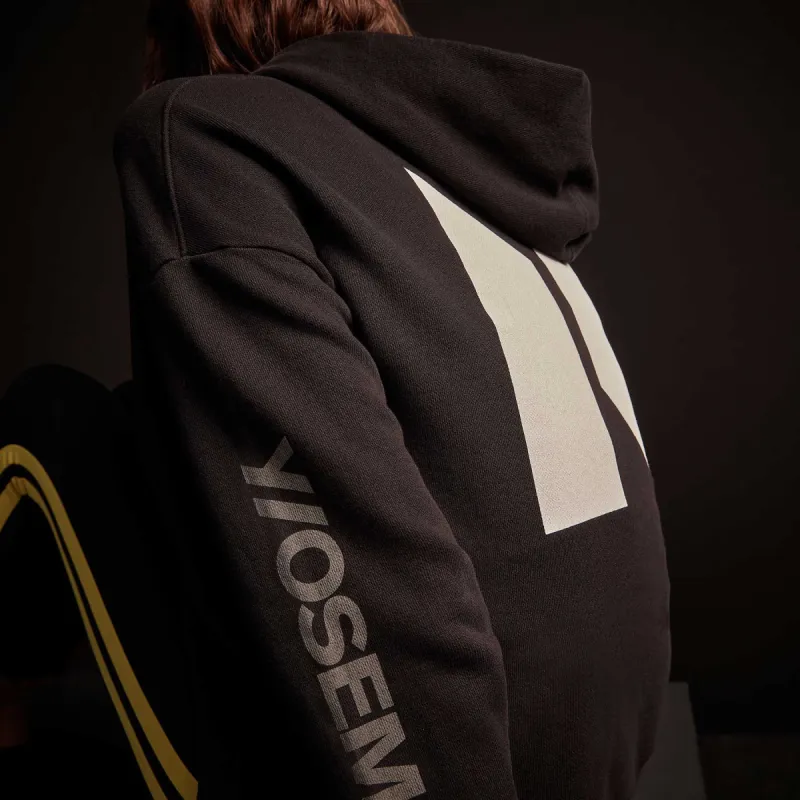 Y/OSEMITE Graphic Pullover Hoodie - Black/Cadmium sold by James Perse