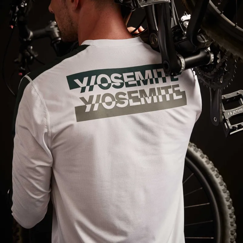 Y/OSEMITE Graphic Striped Performance Tee - White/Bamboo sold by James Perse