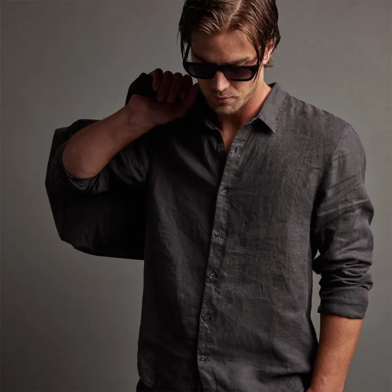 Classic Linen Shirt - Magma Pigment sold by James Perse