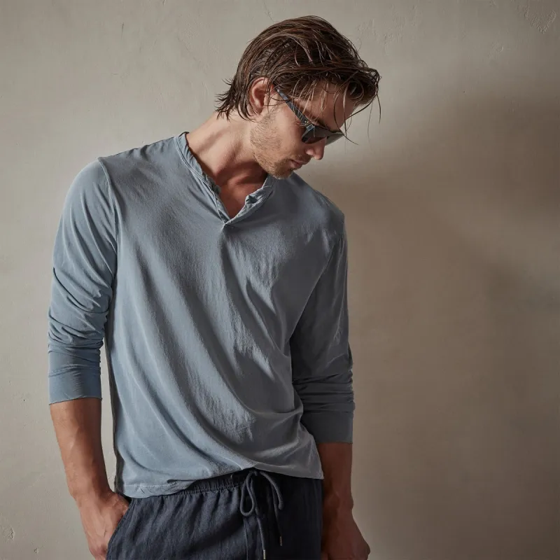 High Gauge Jersey Henley - Bluestone Pigment sold by James Perse