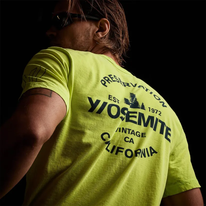 Y/OSEMITE Short Sleeve Crew Neck - Bright Neon/Navy made by James Perse