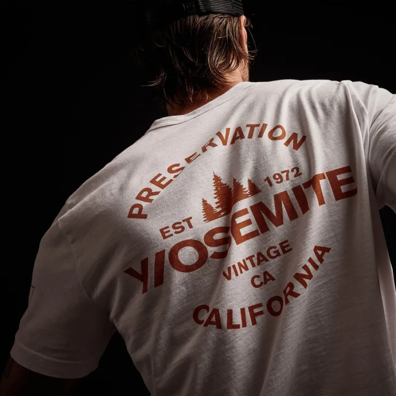 Y/OSEMITE Short Sleeve Crew Neck - White/Rust made by James Perse