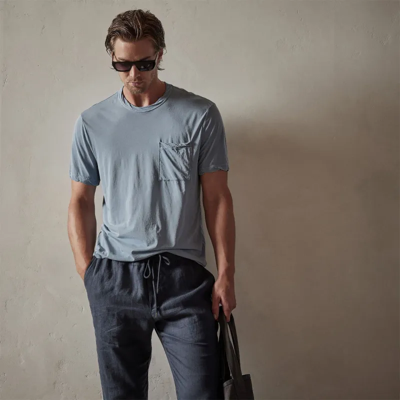 Jersey Short Sleeve Pocket Crew - Bluestone Pigment sold by James Perse