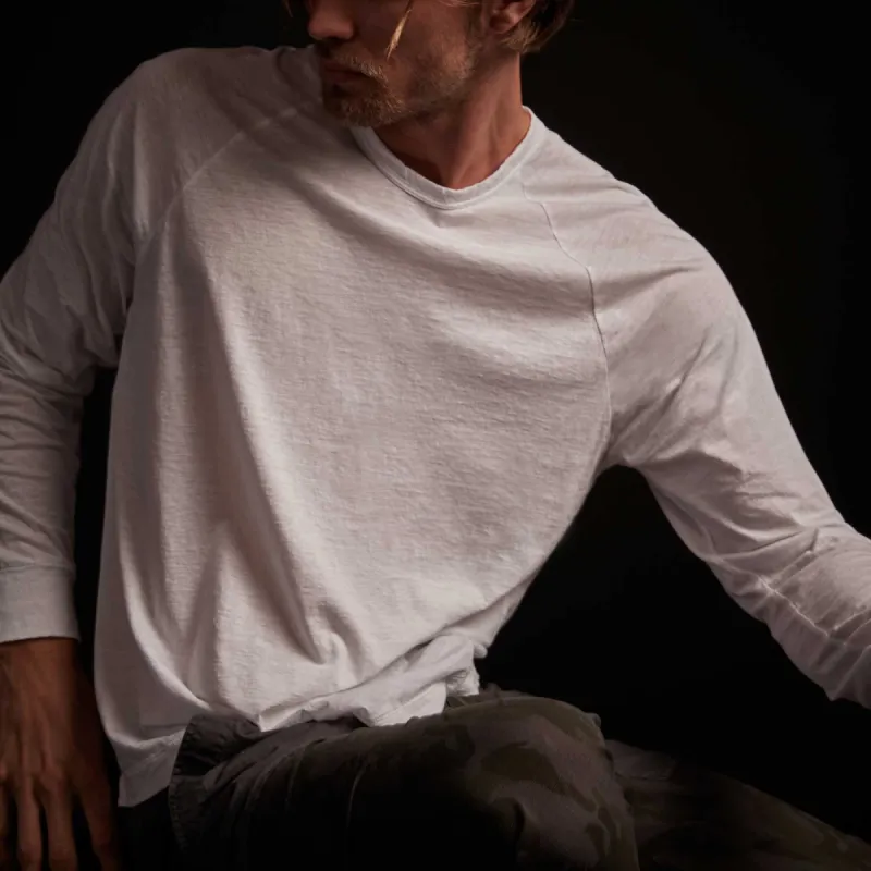 Recycled Lotus Jersey Raglan Crew - White sold by James Perse