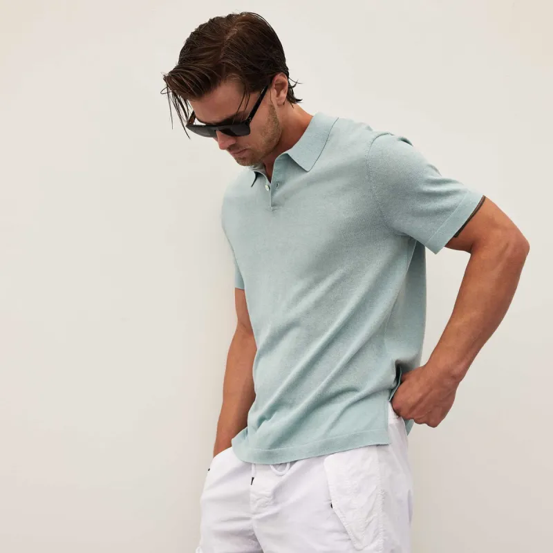 San Jacinto Knit Polo - Baby Blue made by James Perse