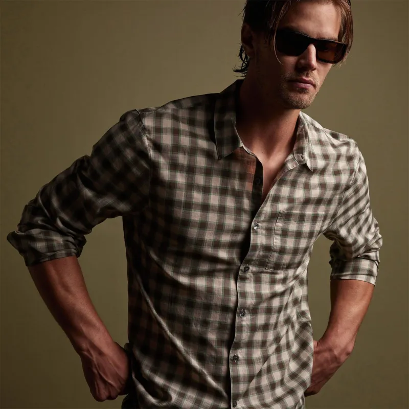 Cotton Plaid Shirt - Mineral/Jungle sold by James Perse