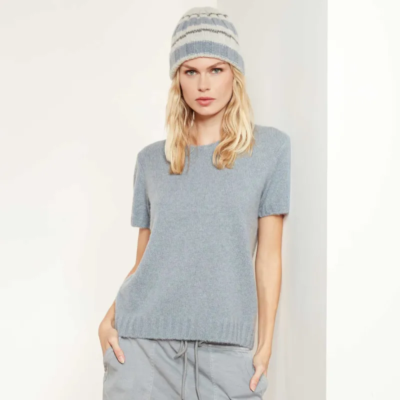 Lightweight Cashmere Short Sleeve Sweater - Dusty Sky made by James Perse