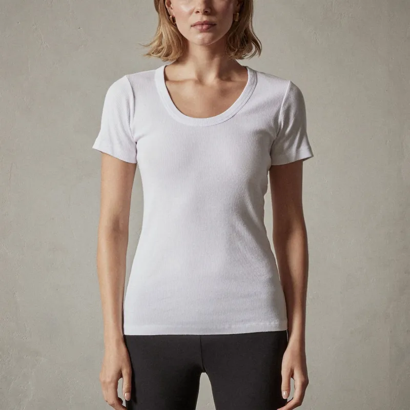 U Neck Short Sleeve Tee - White sold by James Perse