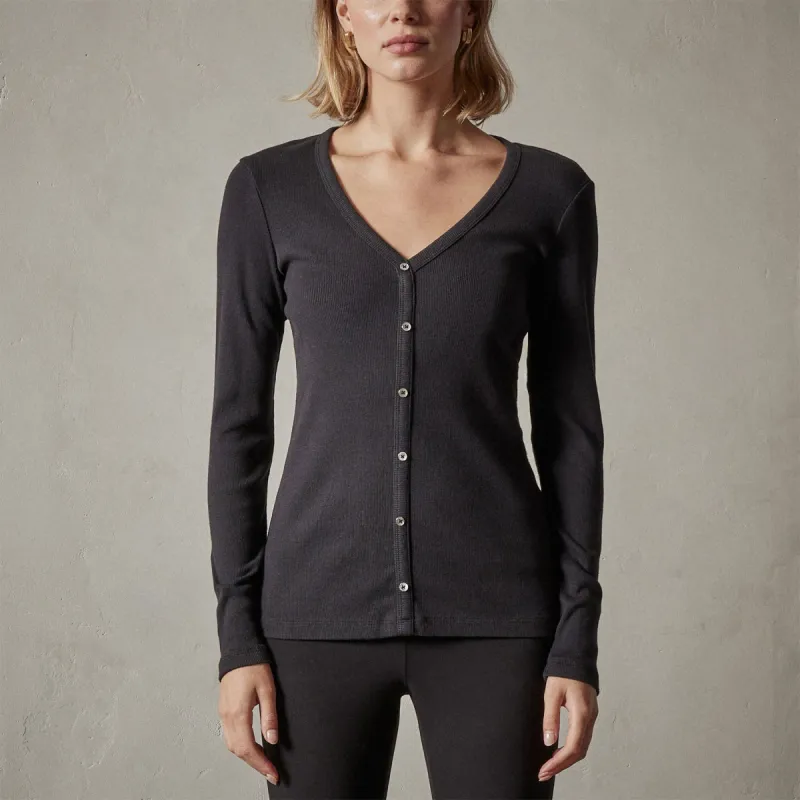 Button Front Top - Black sold by James Perse