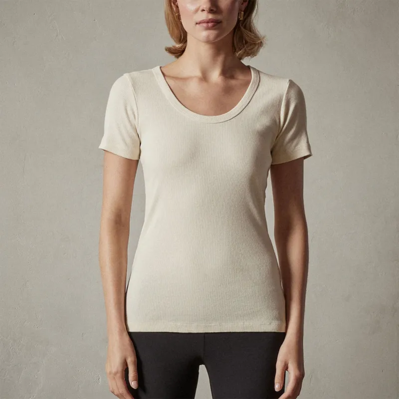 U Neck Short Sleeve  Tee - Alabaster sold by James Perse