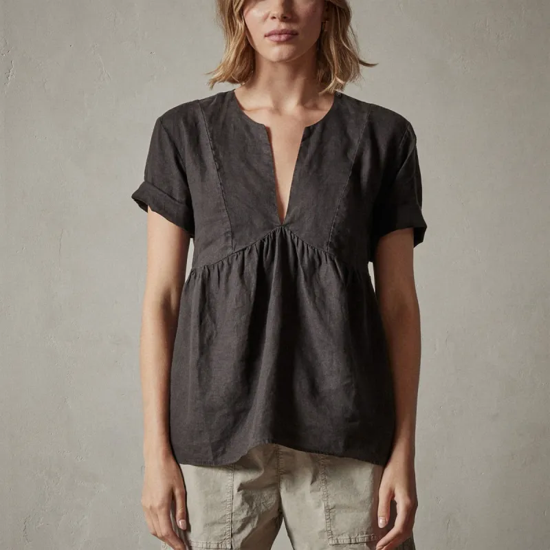 Lightweight Linen Empire Blouse - Black made by James Perse