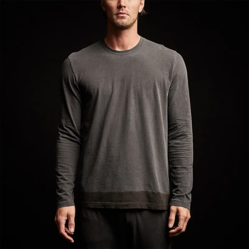 Dip Dye Long Sleeve Crew - Carbon/Black sold by James Perse