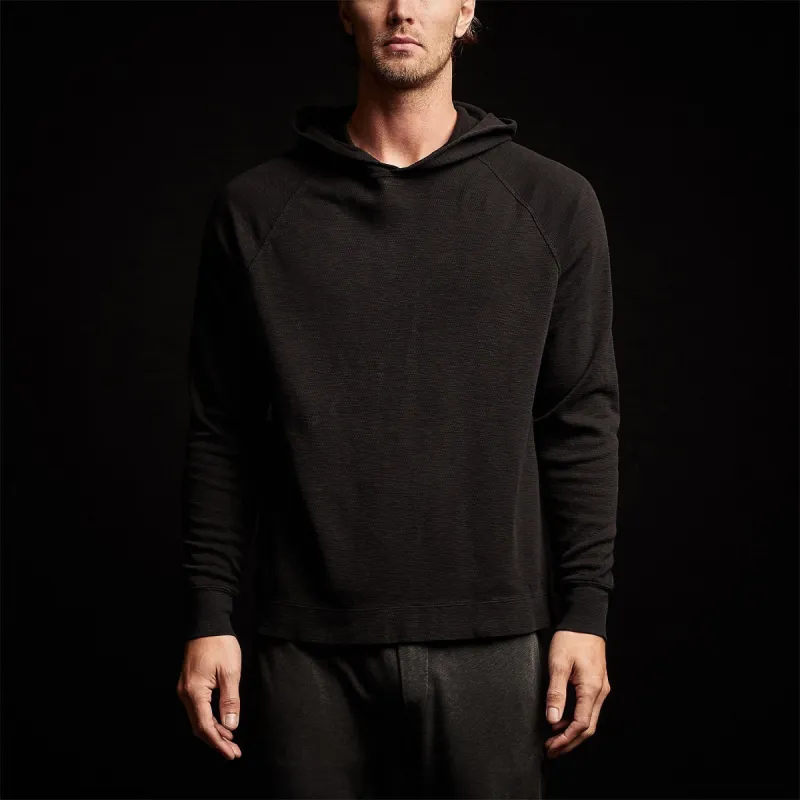 Thermal Raglan Hoodie - Black sold by James Perse