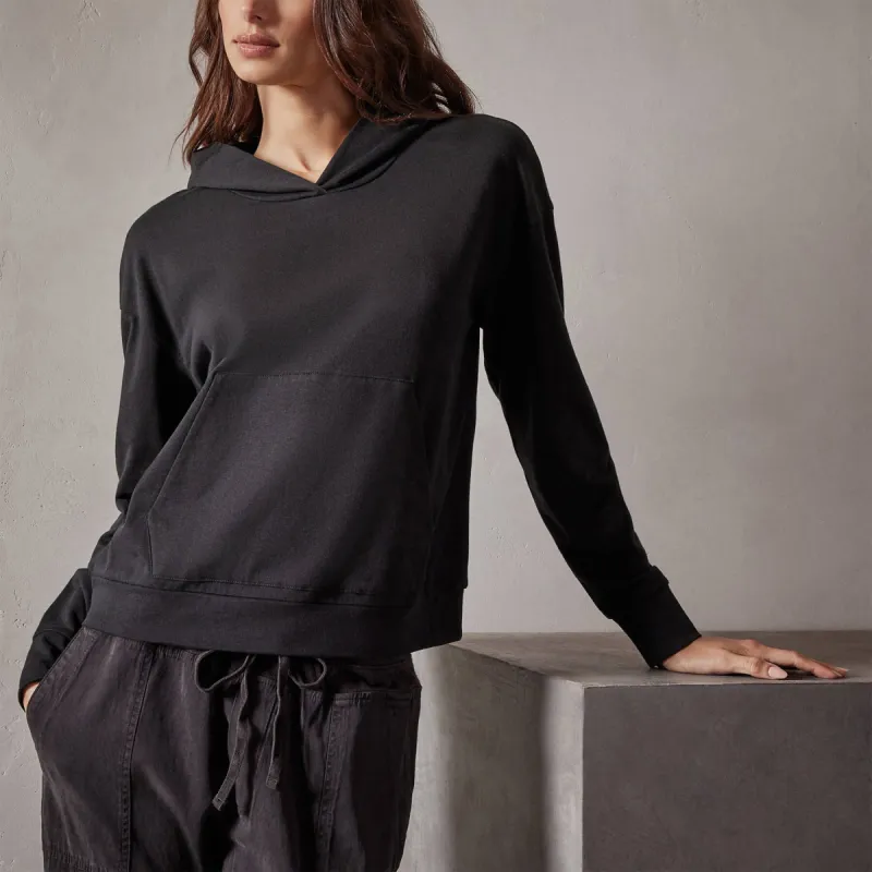 Recycled Feather Weight Clean Hoodie  - Black sold by James Perse