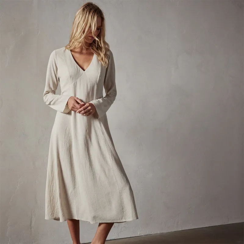Viscose Linen Contour Dress - Natural made by James Perse