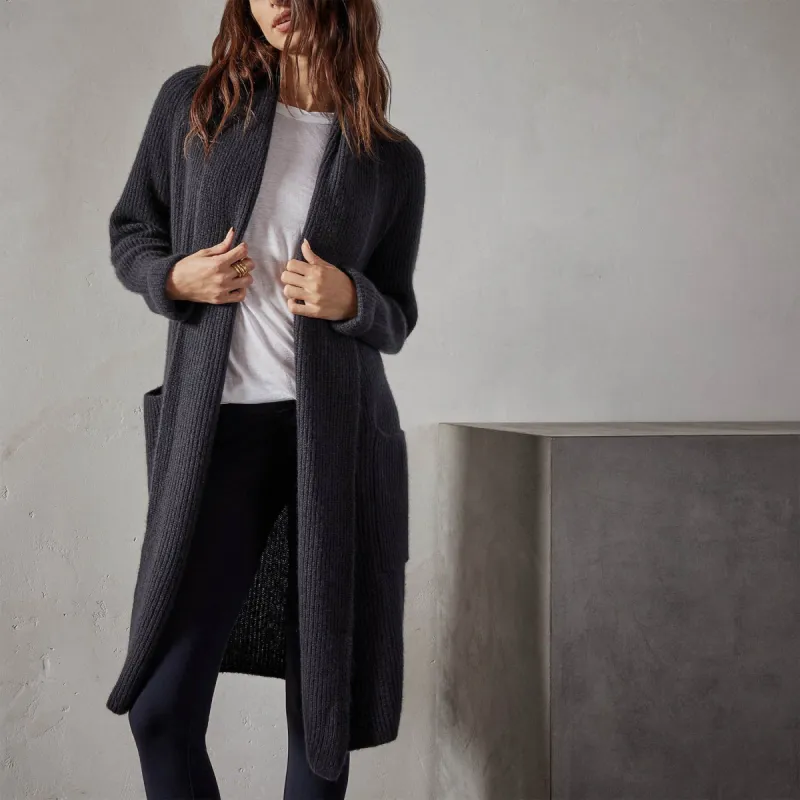 Cashmere Shawl Collar Cardigan - Black sold by James Perse