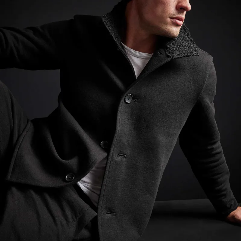 Fleece Funnel Neck Peacoat - Black sold by James Perse