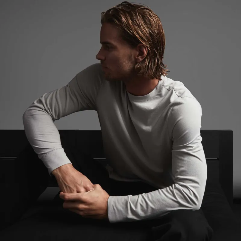 Clean Finish Jersey Long Sleeve Crew - Fog sold by James Perse