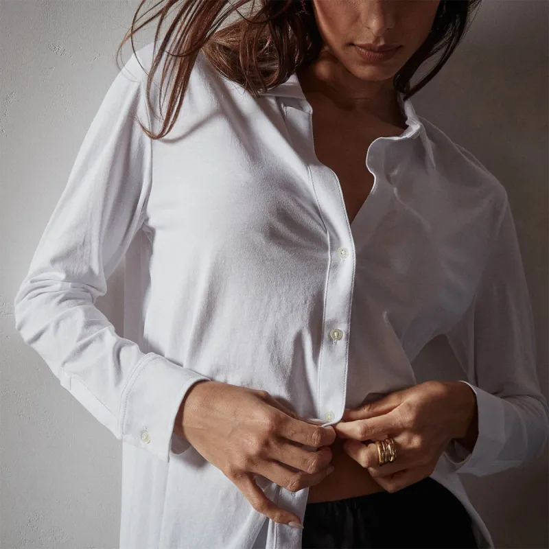 Clean Finish Jersey Shirt - White sold by James Perse