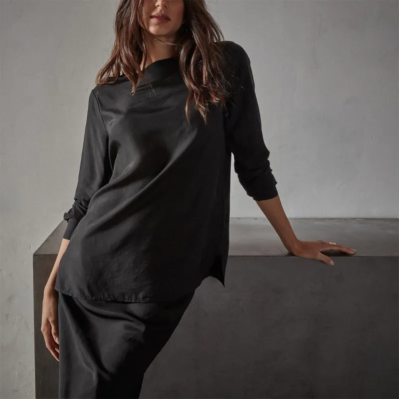 Boatneck Pullover Shirt - Black sold by James Perse