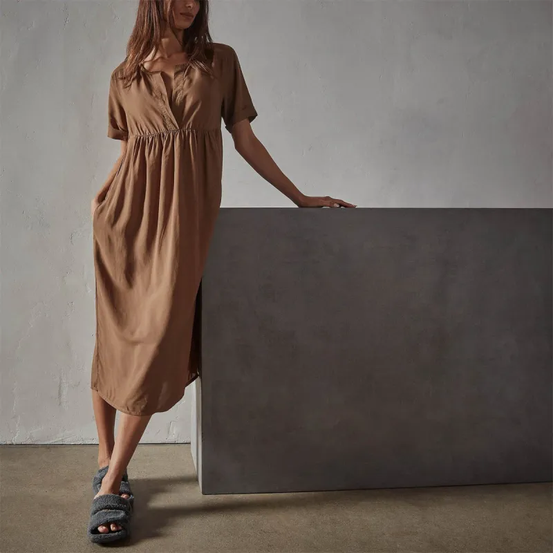 Saddle Shoulder Open Front Dress - Acorn made by James Perse