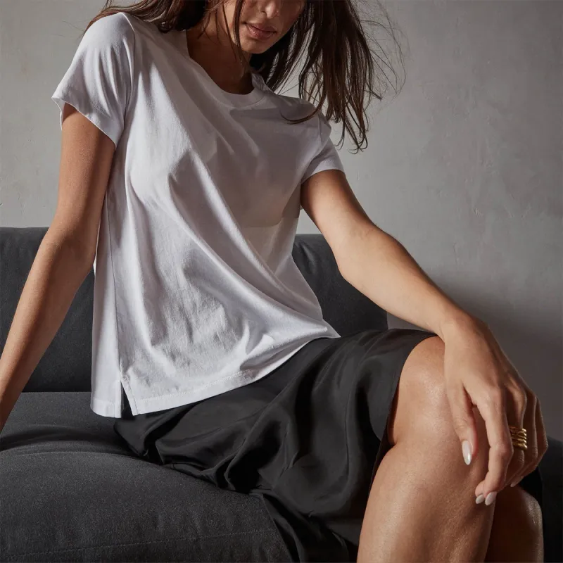 Clean Finish Jersey Short Sleeve Crew - White sold by James Perse