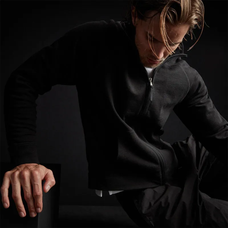 French Terry Zip Up Funnel Neck - Black sold by James Perse