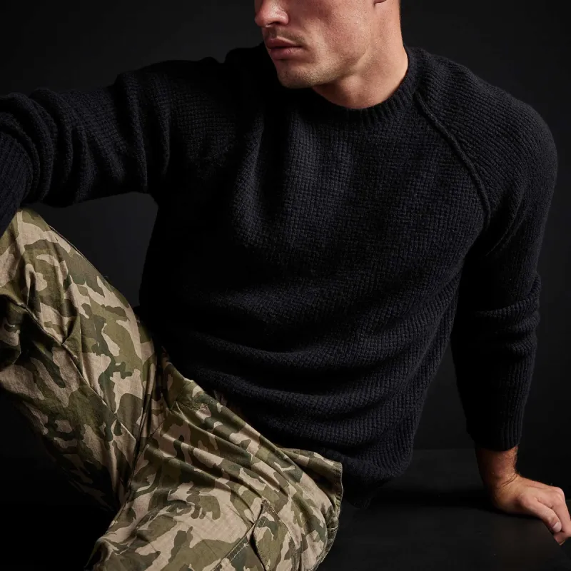 Cotton Wool Thermal Sweater - Black sold by James Perse