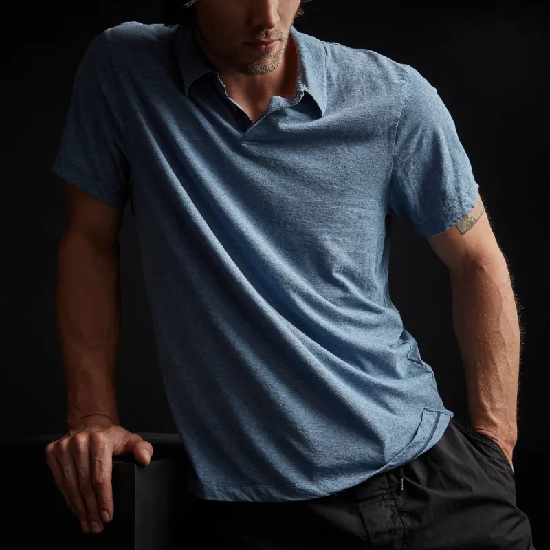 High Twist Recycled Jersey Short Sleeve Polo - Heather Blue sold by James Perse