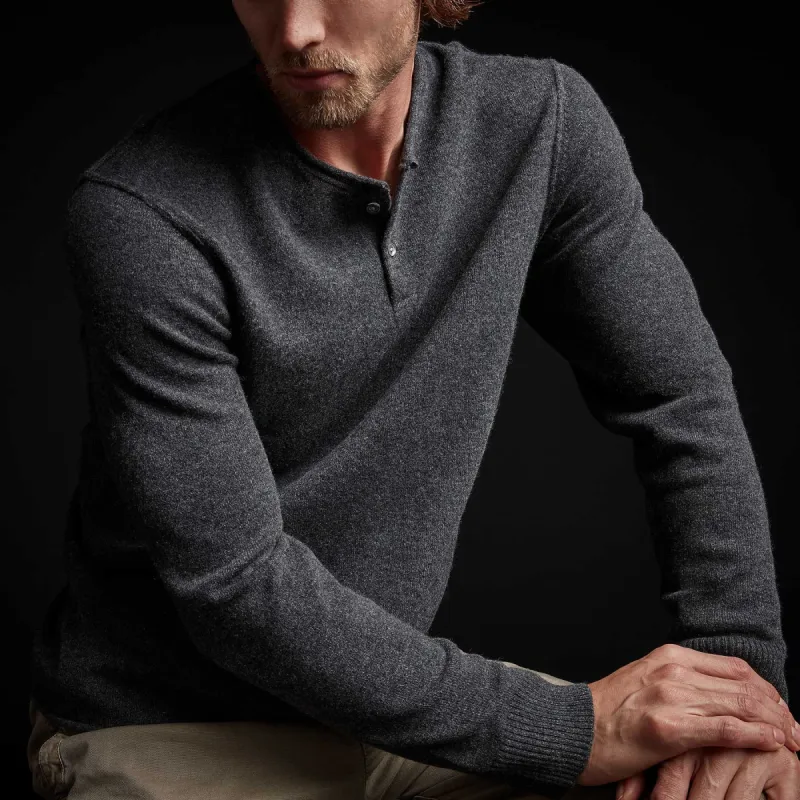 Recycled Cashmere Henley - Anthracite sold by James Perse